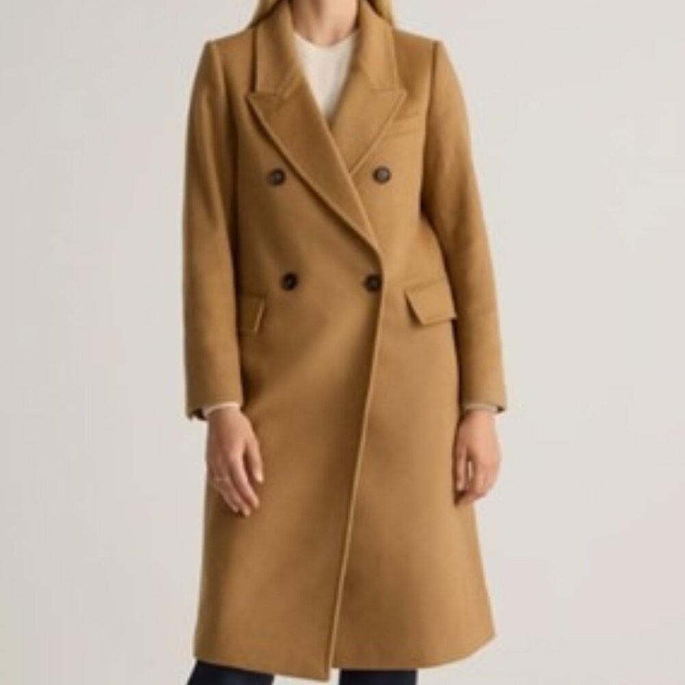 NWT Quince Italian Wool Double-Breasted Trench Coat - Size XS